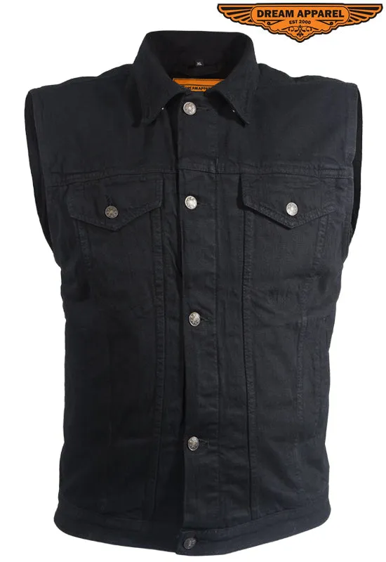 Mens Black Denim Gun Pocket Vest