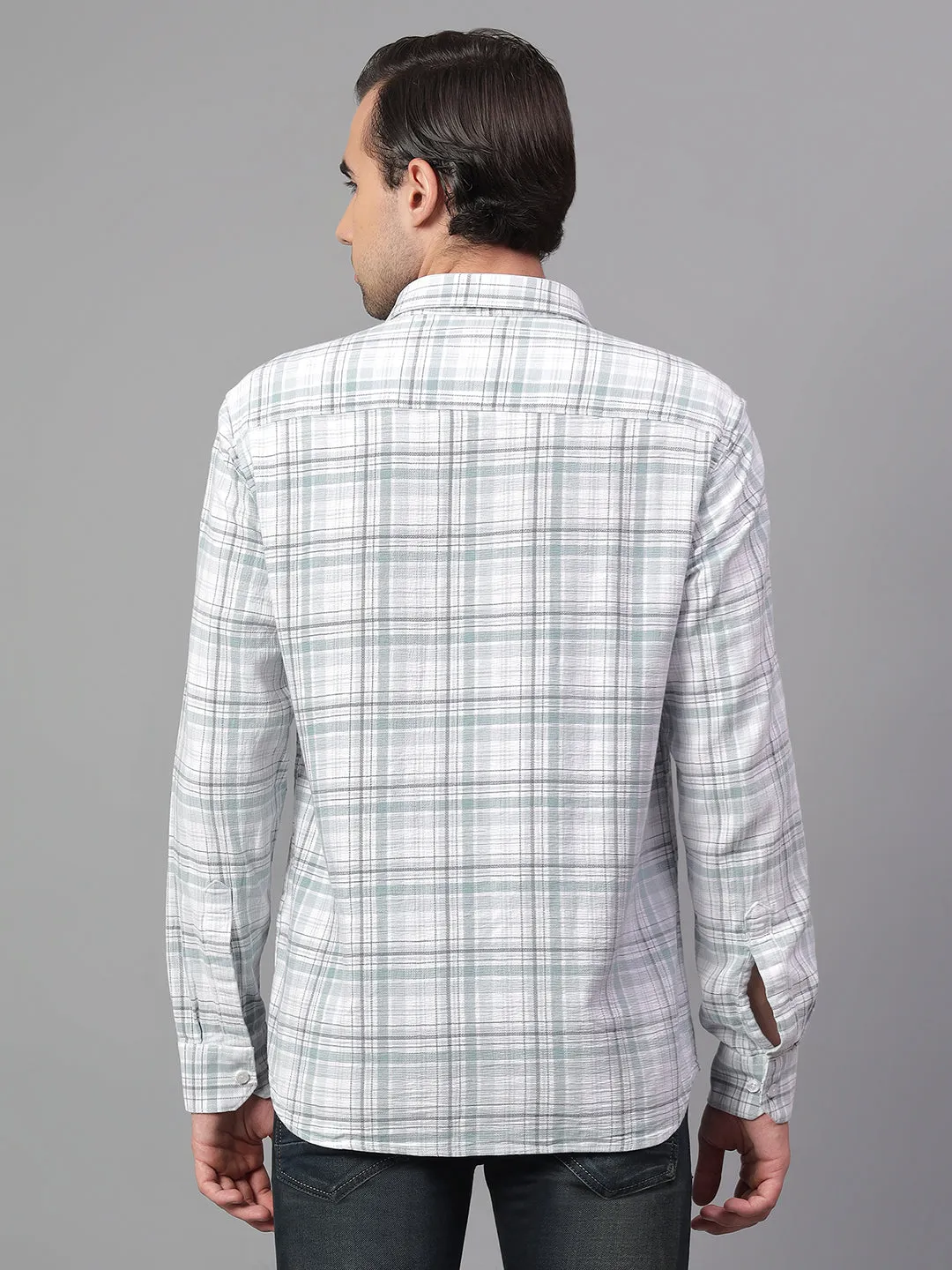 Men's Blue Checked Full Sleeve Casual Shirt