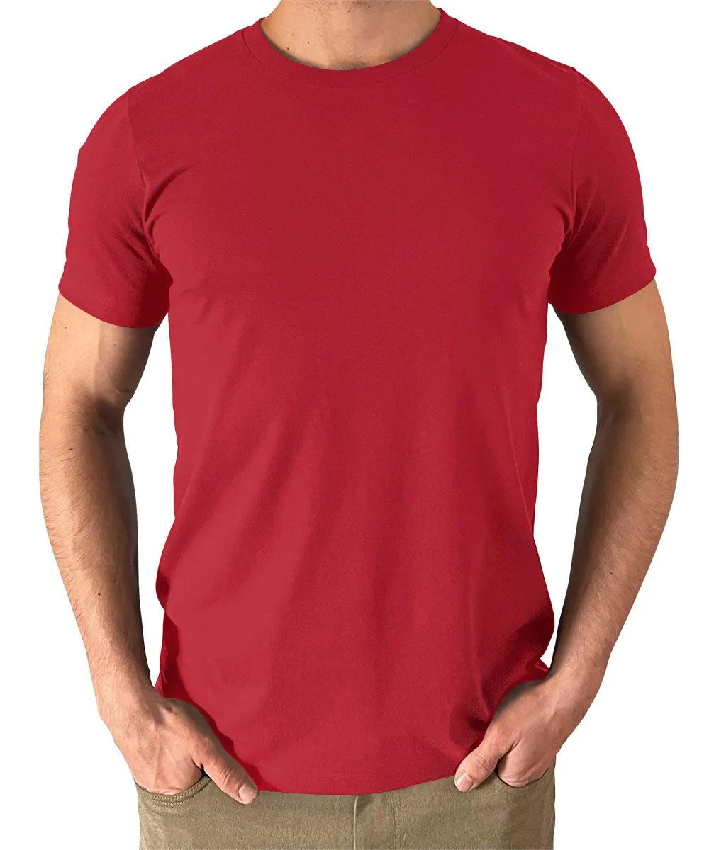 Men's Canvas Red T Shirts Premium Casual Short Sleeve Classic Fit Crew Neck Shirts