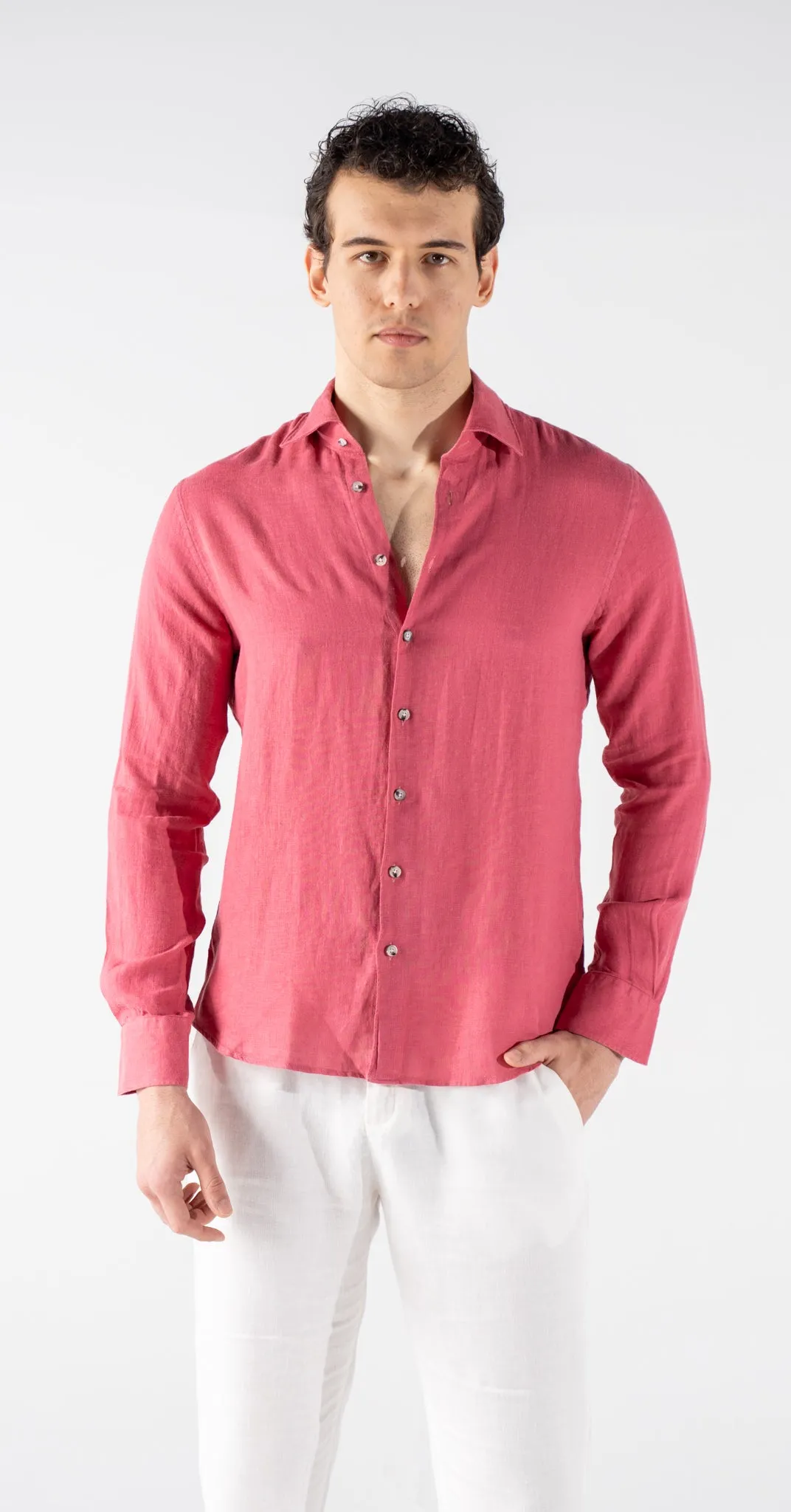 Men's Pale Burgundy Classic Linen Shirt