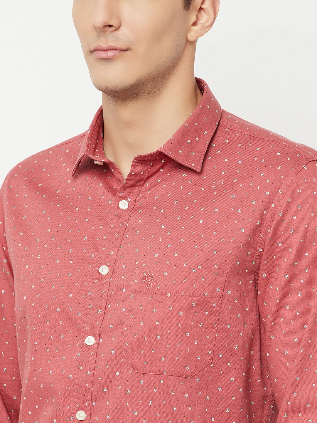 Men's Pink Casual Floral Ditsy Print Full Sleeve Shirt