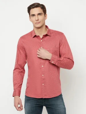 Men's Pink Casual Floral Ditsy Print Full Sleeve Shirt