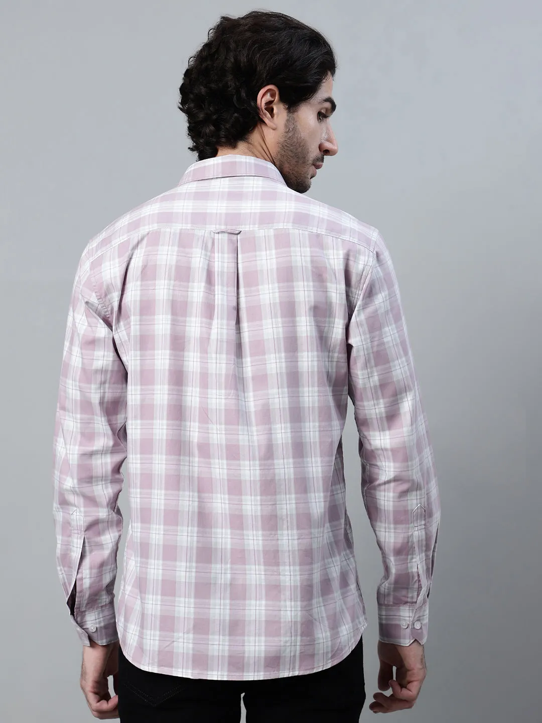 Men's Purple Checkered Full Sleeve Casual Shirt