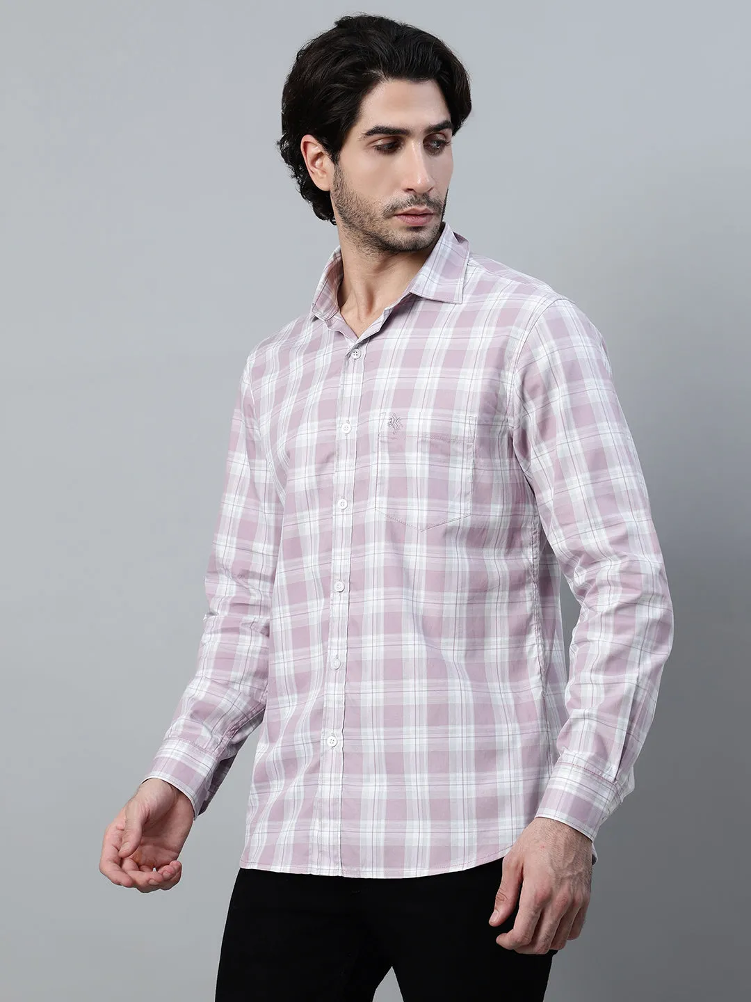 Men's Purple Checkered Full Sleeve Casual Shirt