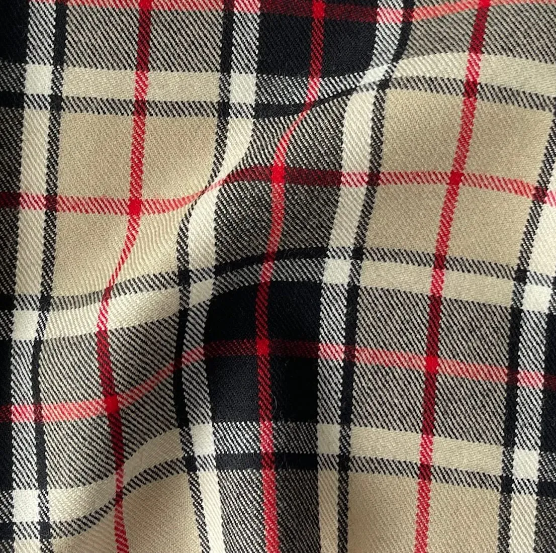 Mid-Weight Selvedged Nearly Thomson Camel Modern Virgin Wool Tartan Plaid (Made in Italy)