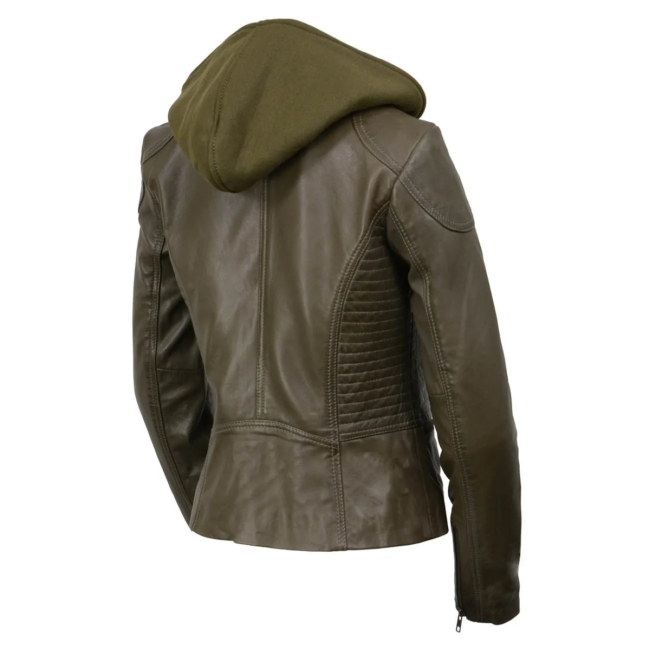 Milwaukee Leather SFL2815 Womens Olive Motorcycle Style Leather Jacket