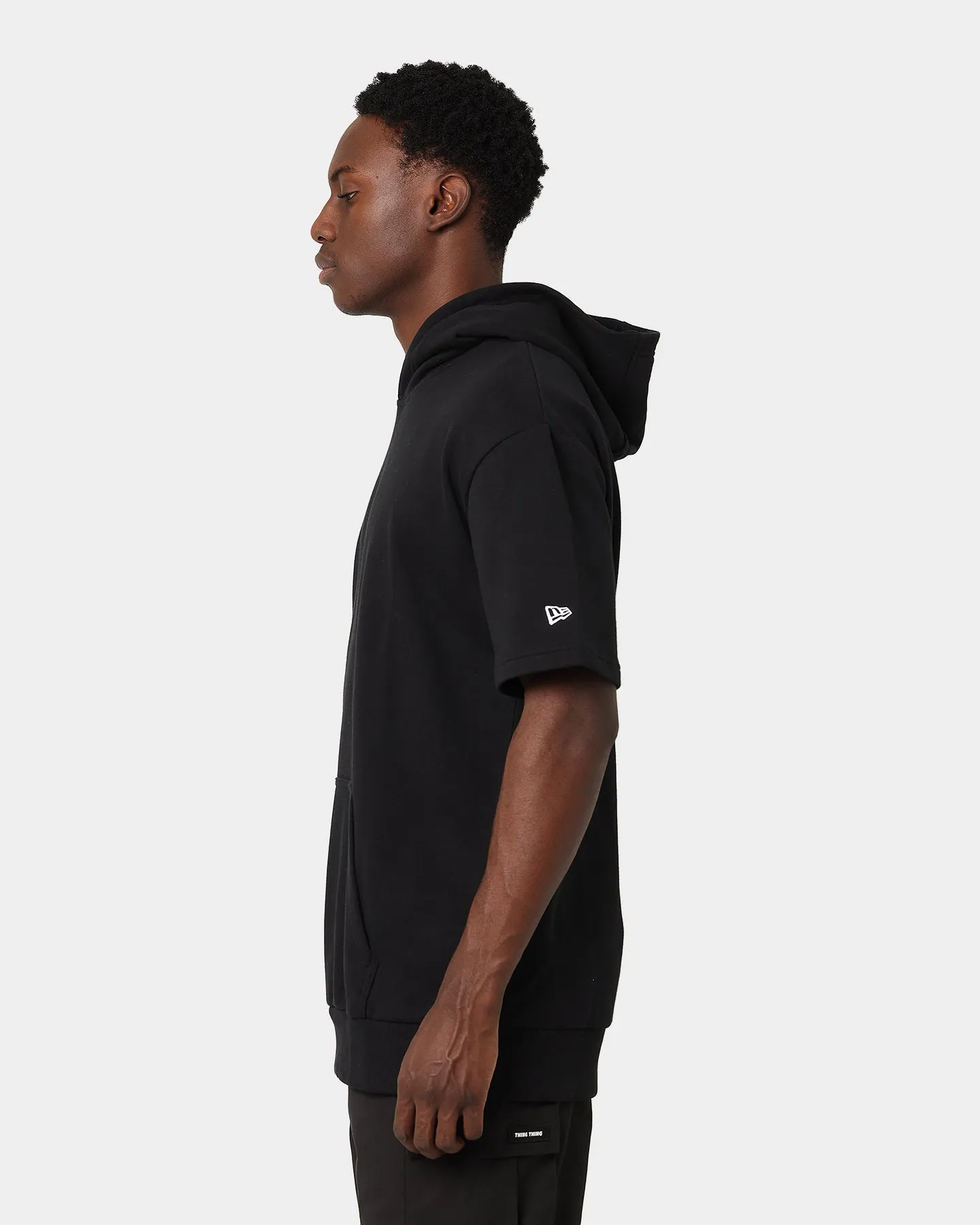 New Era Oversized Short Sleeved Hoodie Black