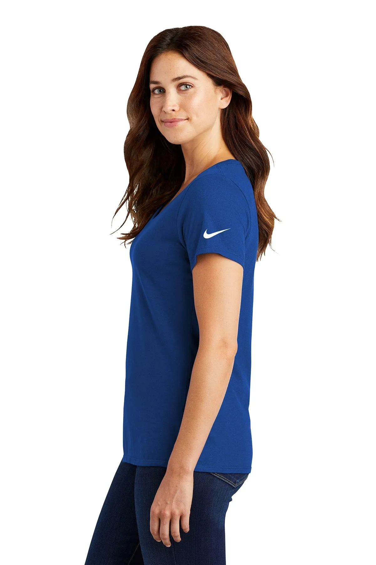 Nike Ladies DriFIT CottonPoly Scoop Neck Custom Tees, Rush Blue