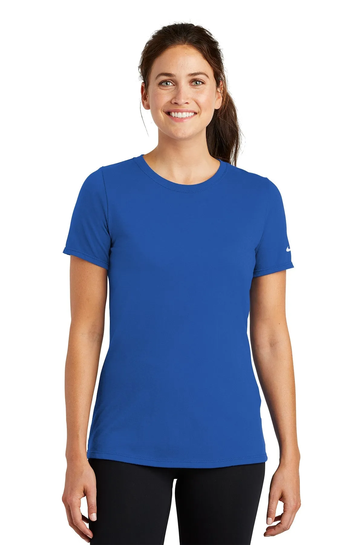 Nike Ladies DriFIT CottonPoly Scoop Neck Custom Tees, Rush Blue