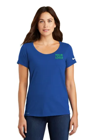 Nike Ladies DriFIT CottonPoly Scoop Neck Custom Tees, Rush Blue