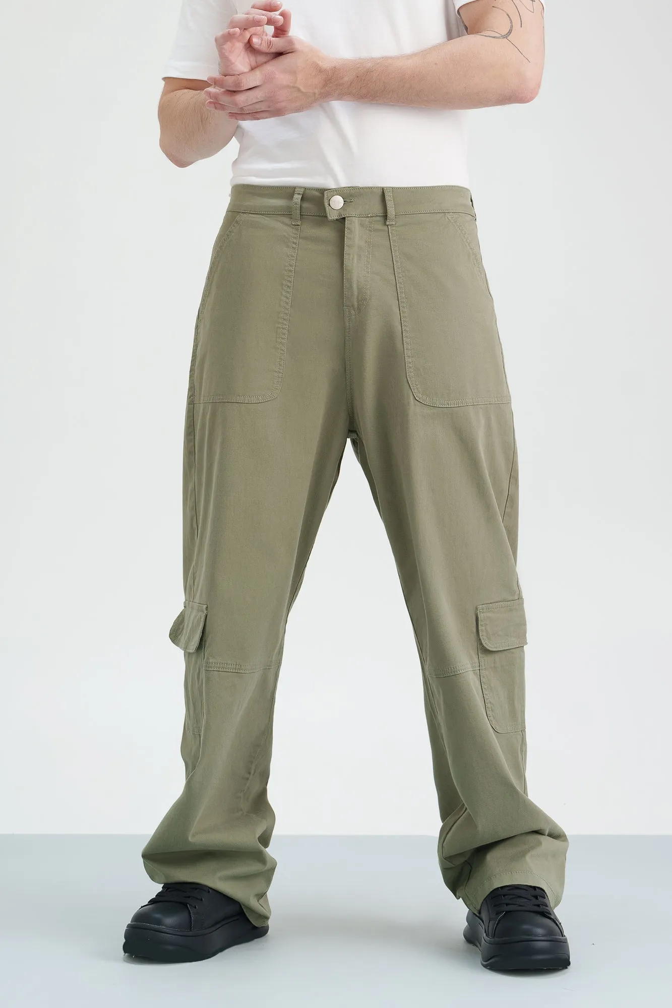 Olive Stone Men's Straight Fit Cargo