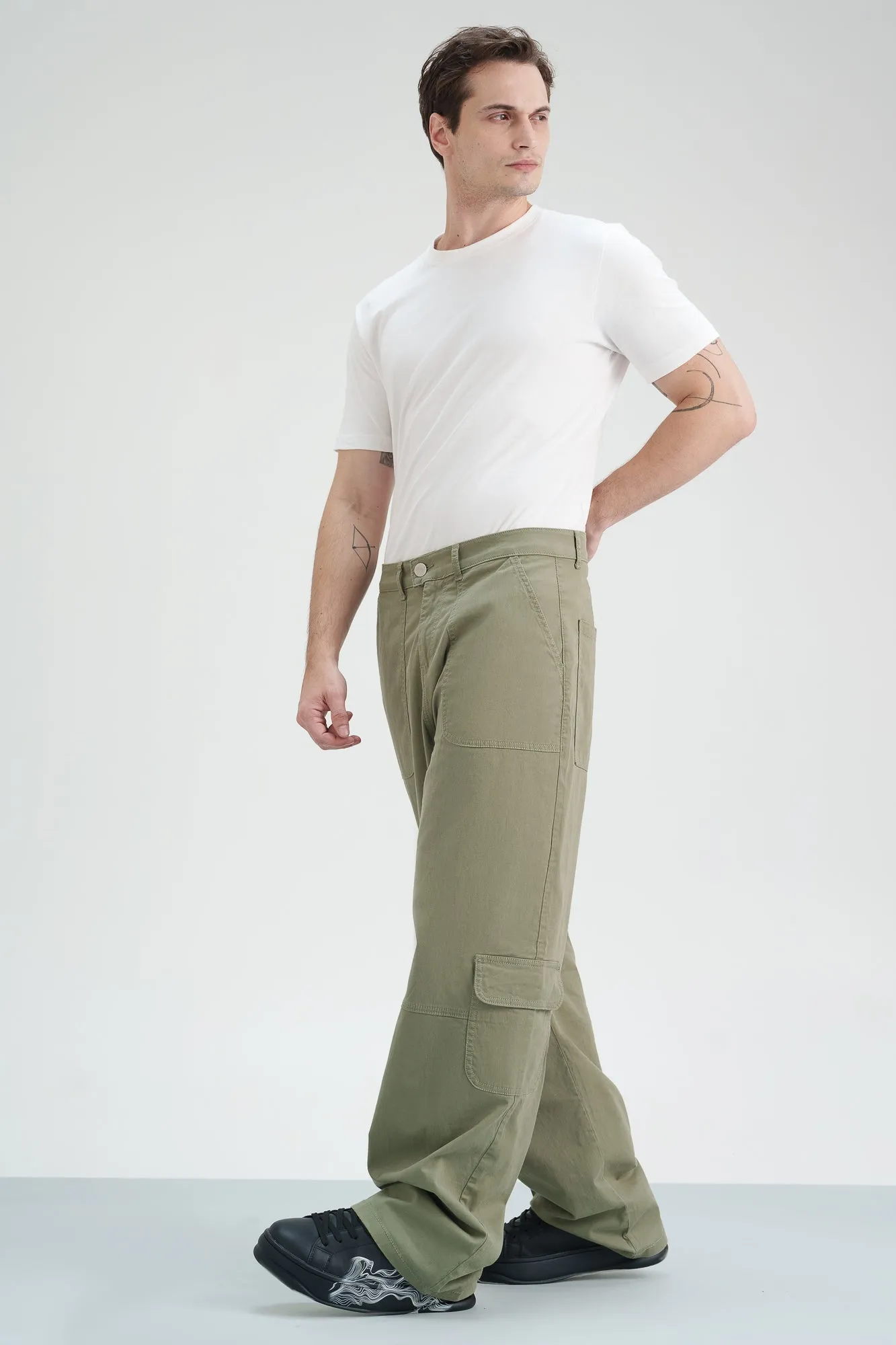 Olive Stone Men's Straight Fit Cargo