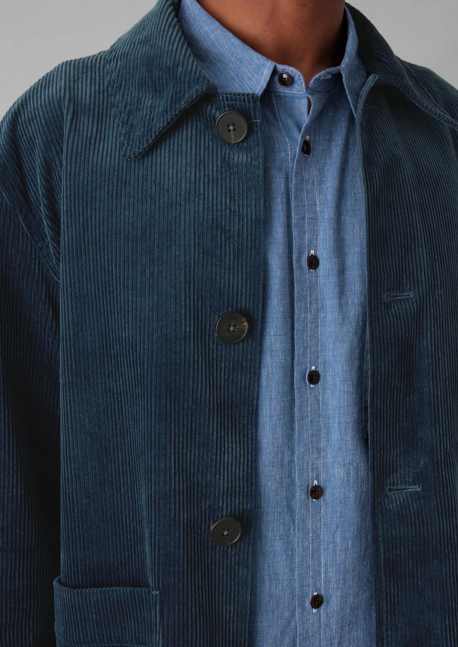 Organic Cord Point Collar Jacket | Dusty Navy