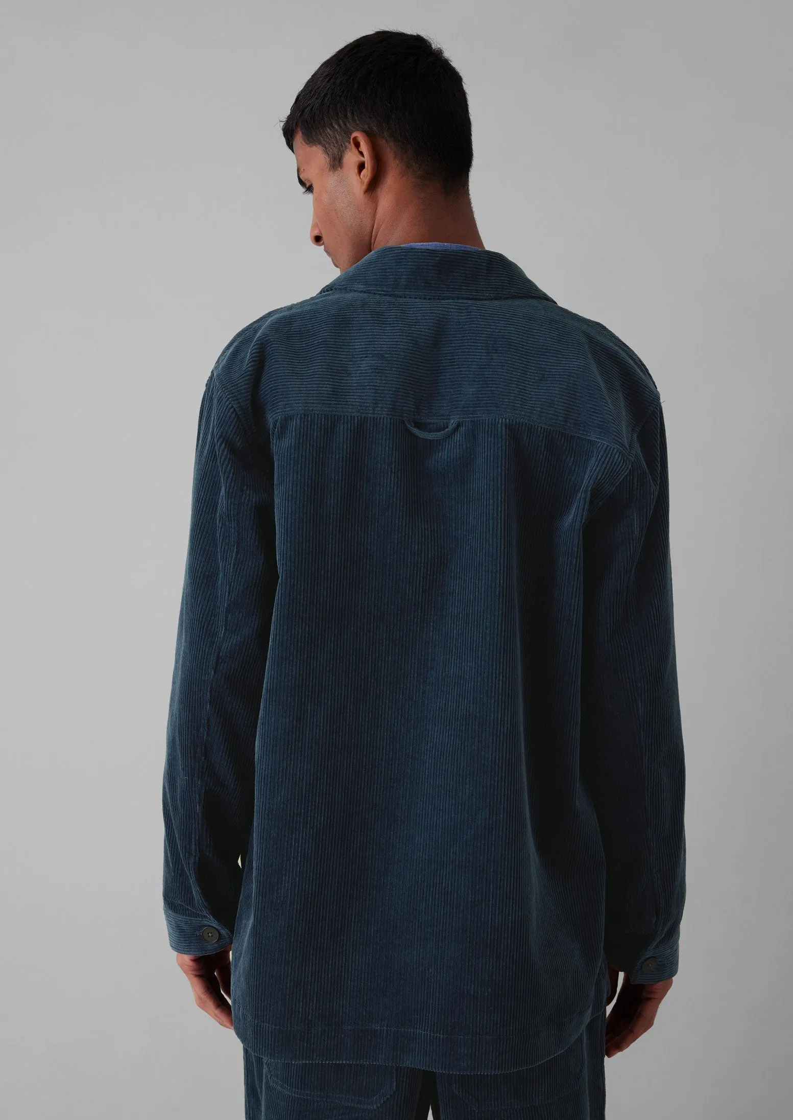 Organic Cord Point Collar Jacket | Dusty Navy