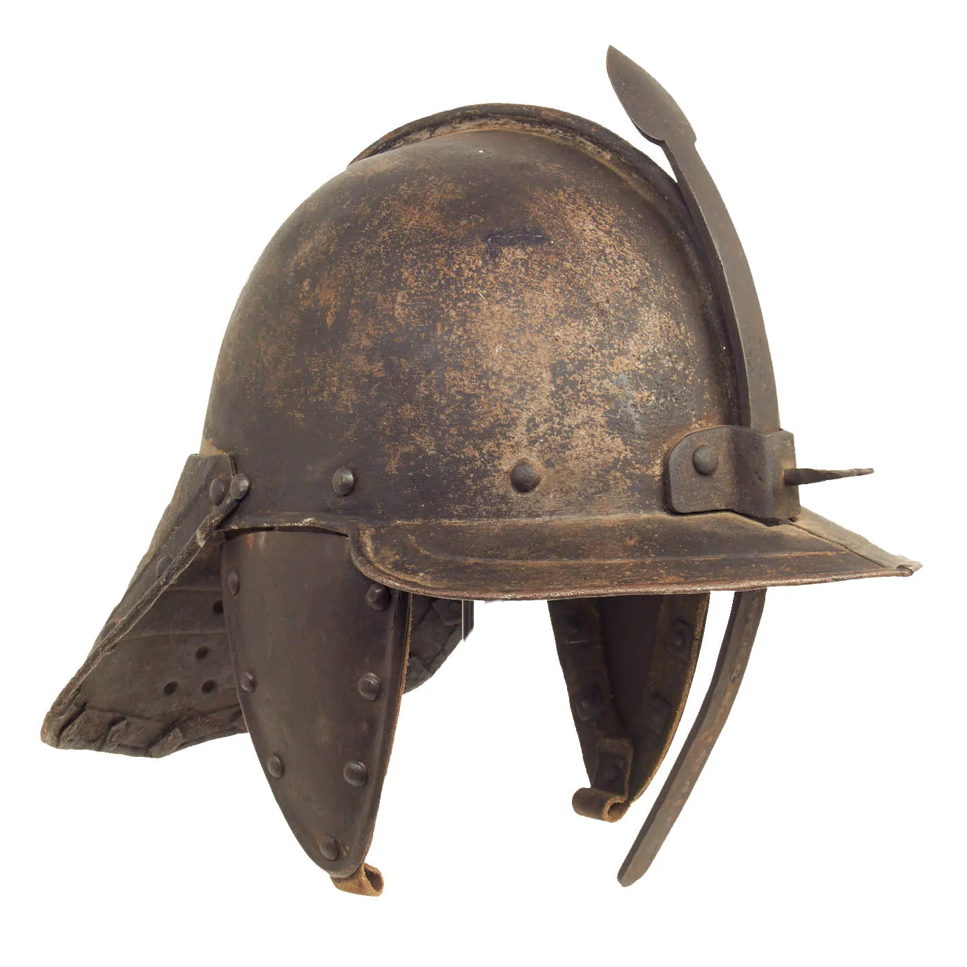 Original British 17th Century English Civil War Harquebusier Lobstertail Helmet - Circa 1640