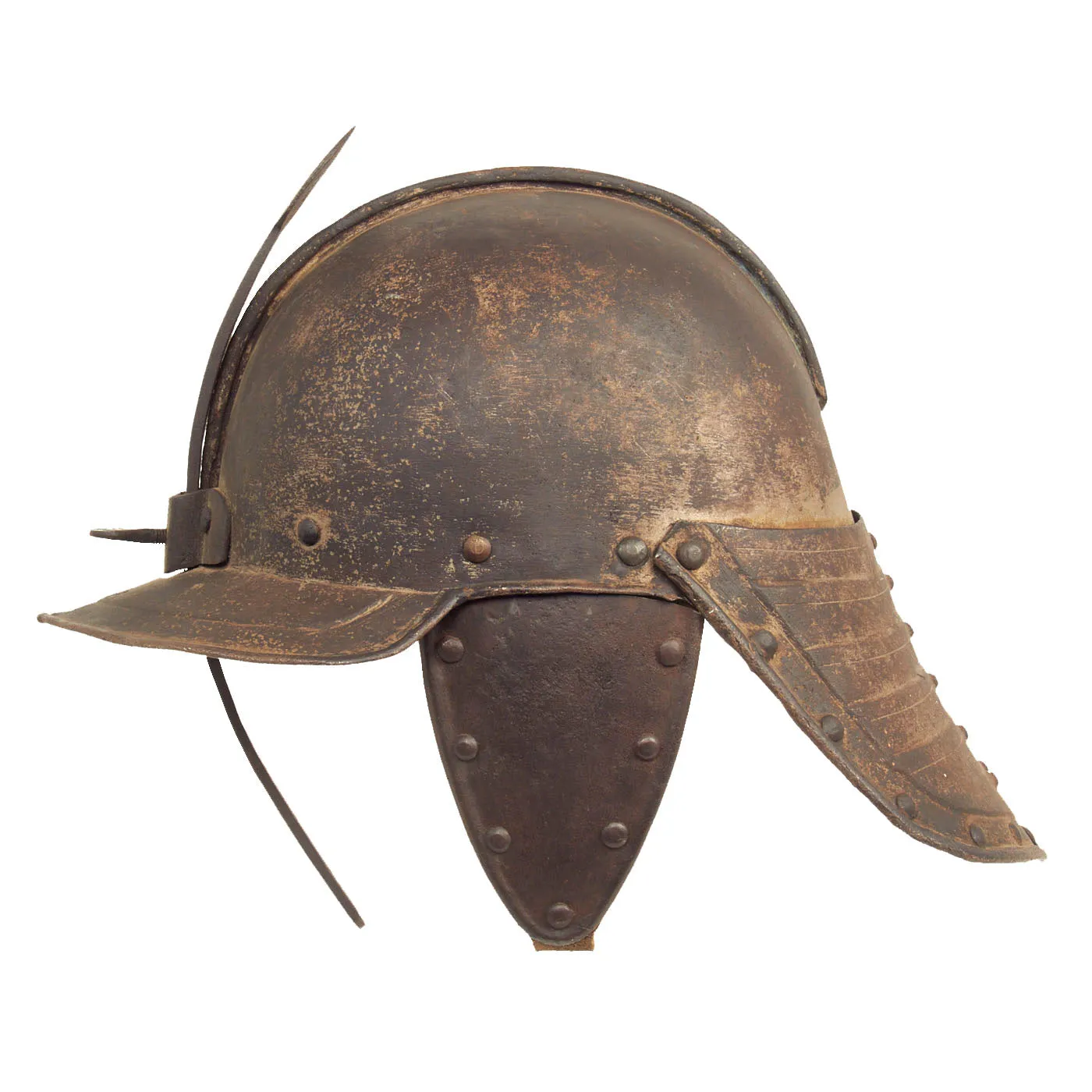 Original British 17th Century English Civil War Harquebusier Lobstertail Helmet - Circa 1640