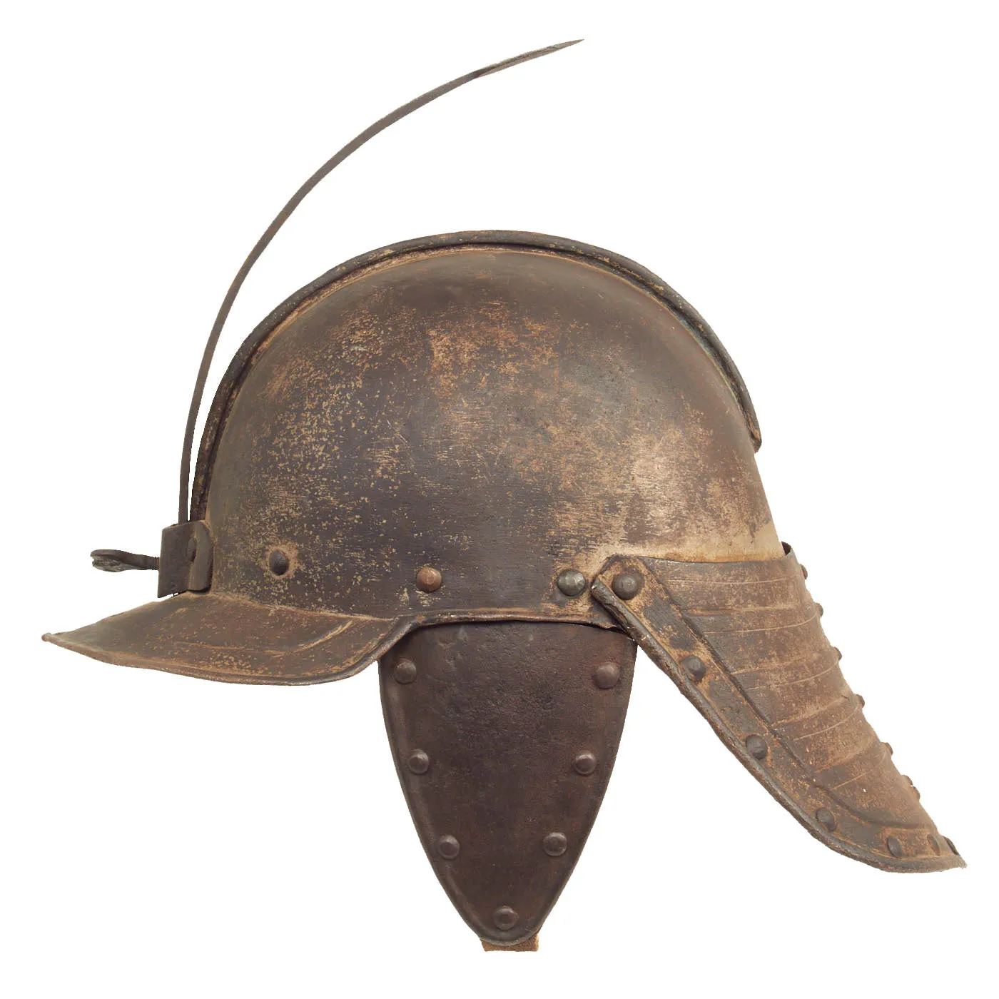 Original British 17th Century English Civil War Harquebusier Lobstertail Helmet - Circa 1640