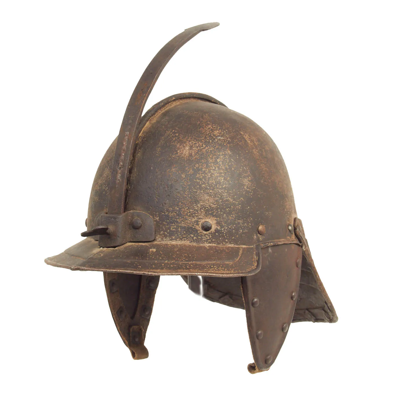 Original British 17th Century English Civil War Harquebusier Lobstertail Helmet - Circa 1640