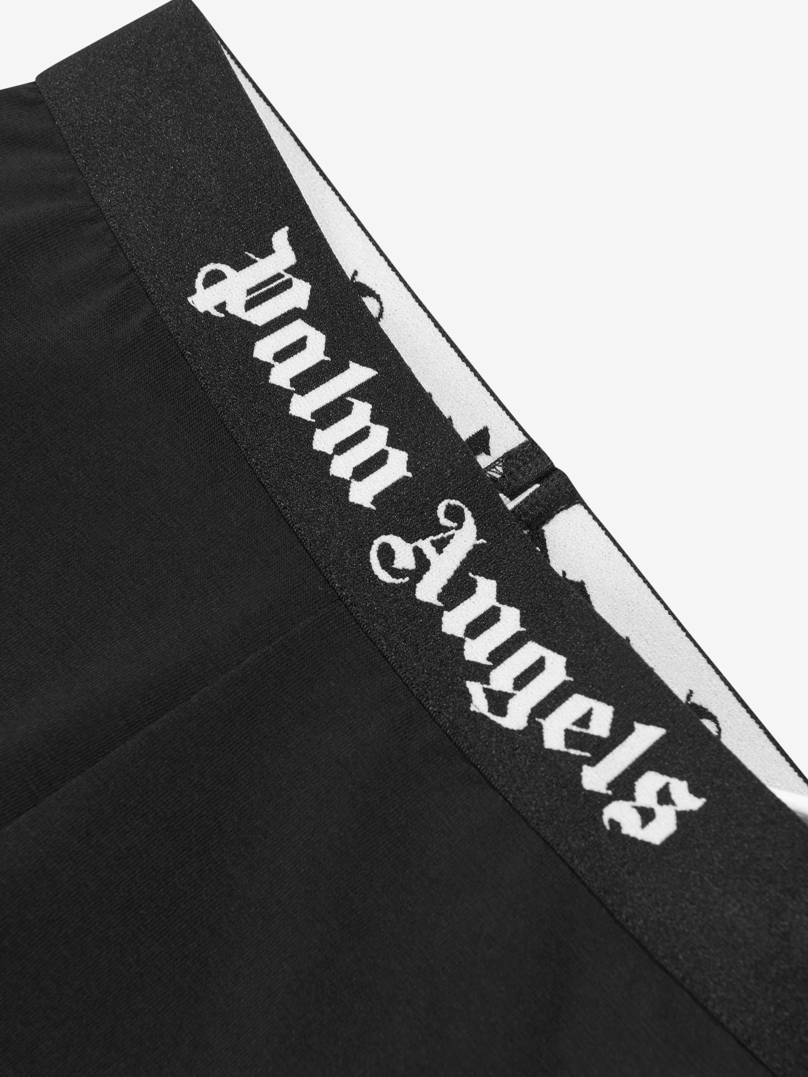 Palm Angels Girls Waistband Logo Cycling Shorts in Black