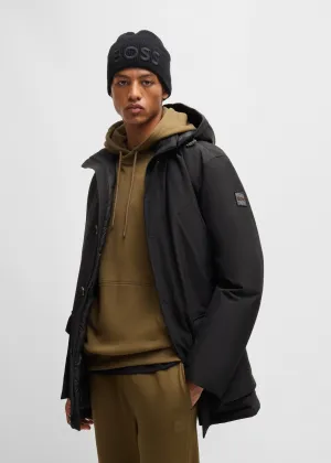 Parka à capuche BOSS noire déperlante