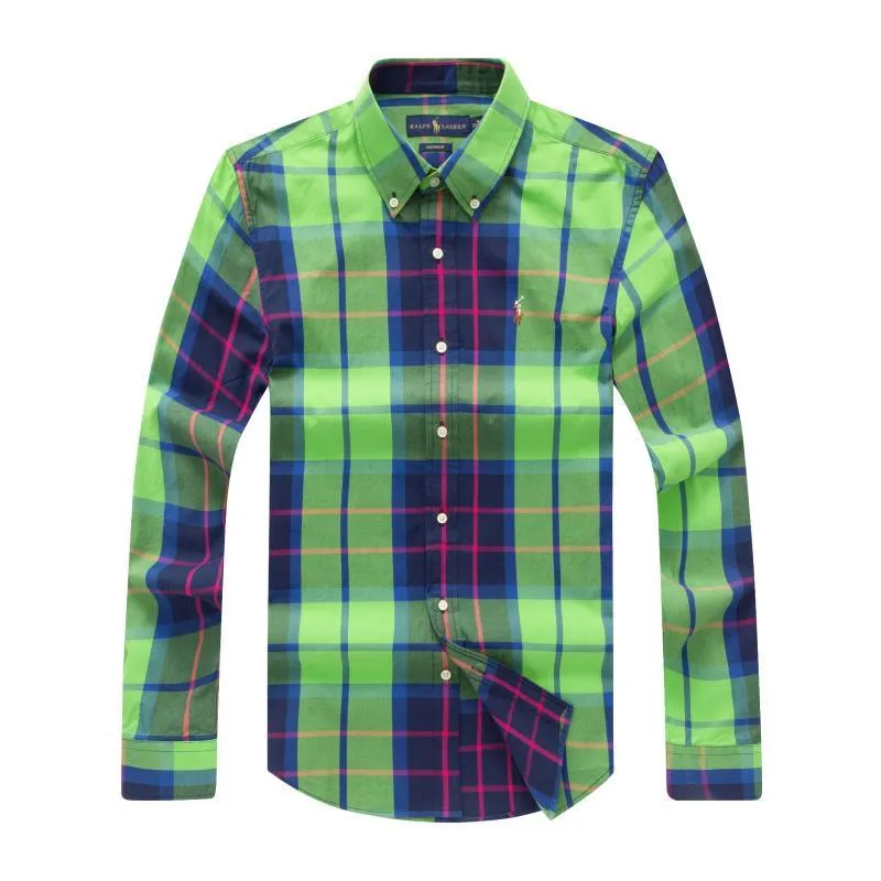 PRL Men's Stripe Patterned Long Sleeve Shirt- Green