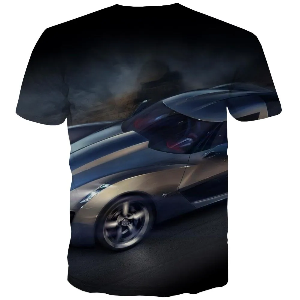 Racing Car T-shirt Men Metal T-shirts 3d City T shirts Funny Gray Tshirt Anime Retro T-shirts Graphic