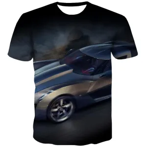 Racing Car T-shirt Men Metal T-shirts 3d City T shirts Funny Gray Tshirt Anime Retro T-shirts Graphic