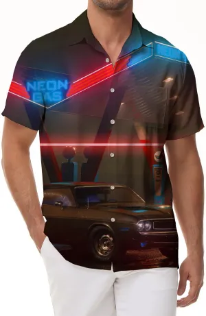 Retro Car Vintage Cyberpunk Men's Casual Printed Pattern Shirt Hawaiian Beach Short Sleeve