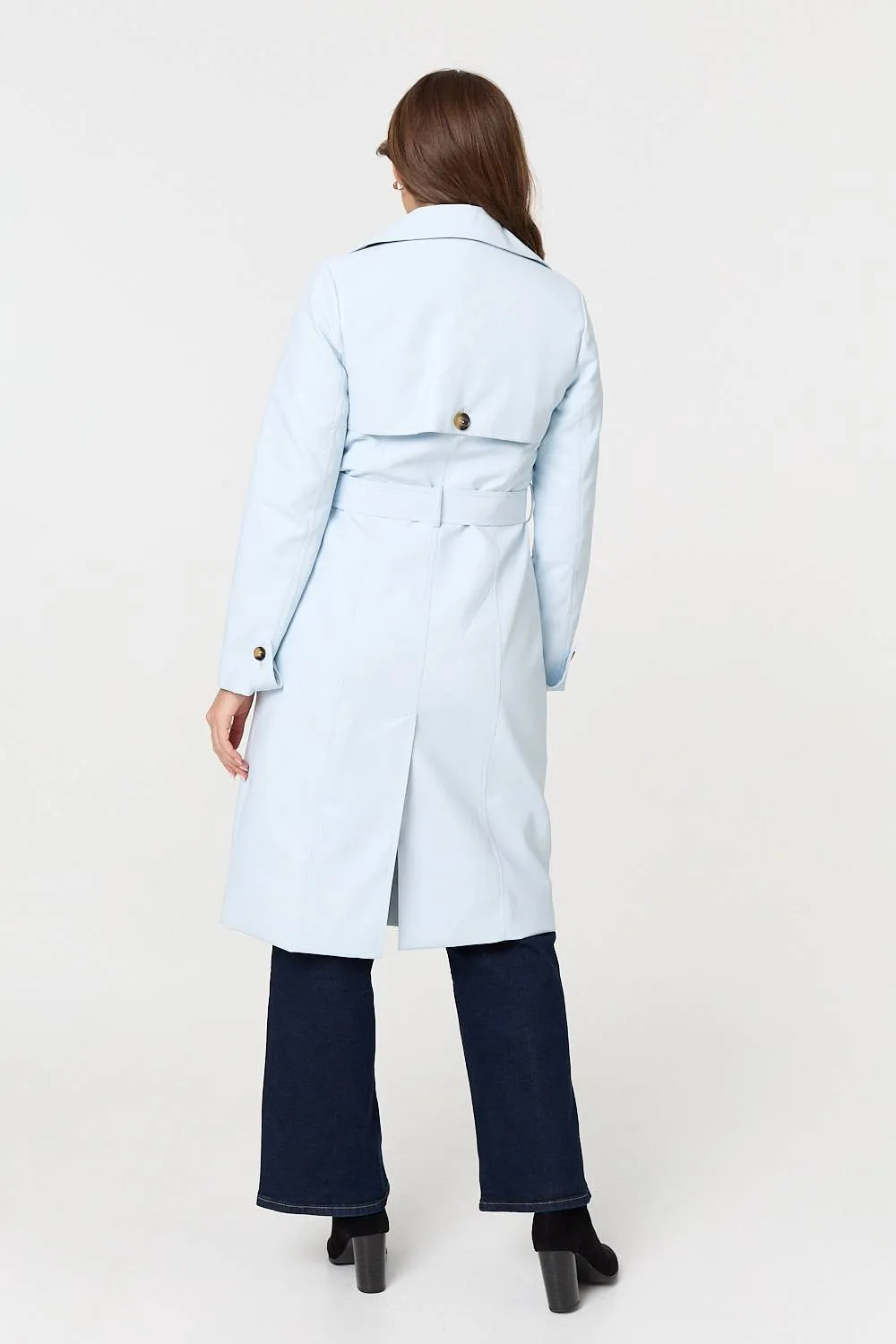 Slim Knee Length Tie Waist Trench Coat