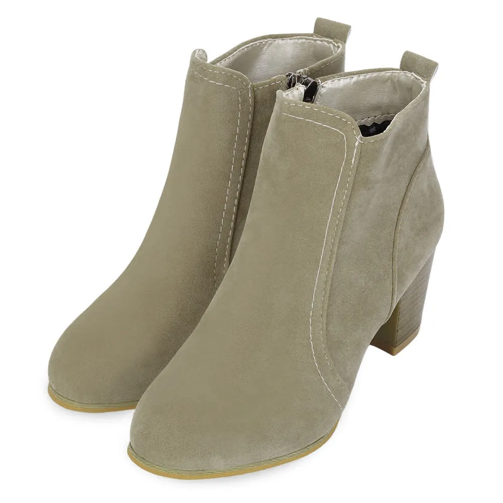 Stylish Side Zipper Scrub Martin Boots Pure Color Women High Heel Shoes