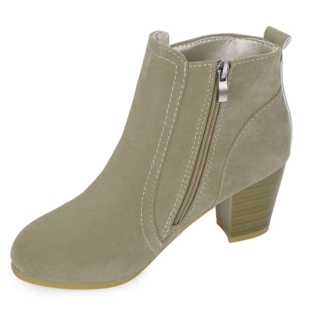 Stylish Side Zipper Scrub Martin Boots Pure Color Women High Heel Shoes