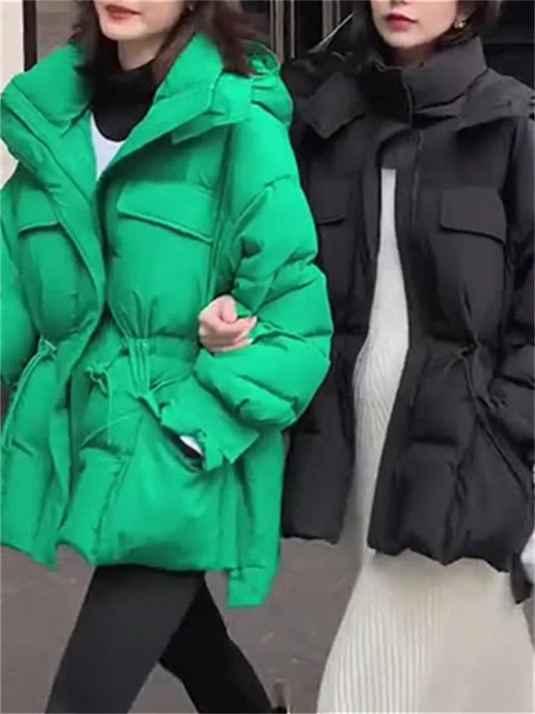 Syiwidii Green Parkas Coat Women Winter Jacket Autumn 2022 Korean Fashion Oversized Jackets Casual Thicken Warm Y2k Outerwear