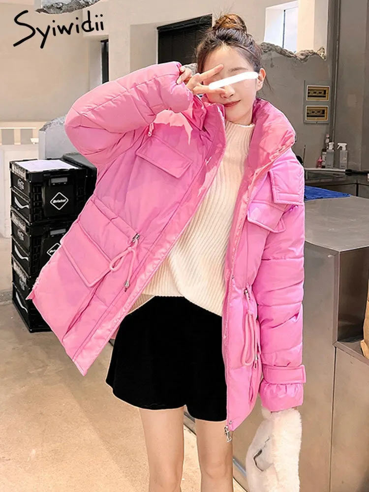 Syiwidii Green Parkas Coat Women Winter Jacket Autumn 2022 Korean Fashion Oversized Jackets Casual Thicken Warm Y2k Outerwear