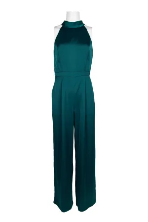 Tahari ASL Halter Tie Neck Sleeveless Pockets Solid Satin Jumpsuit