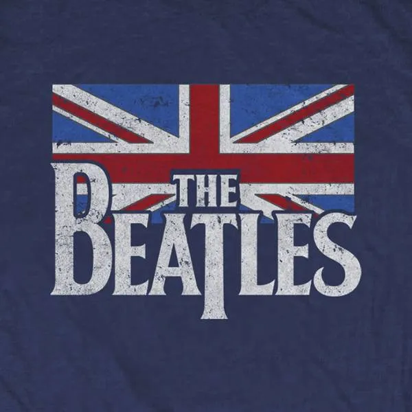 The Beatles Adult T-Shirt - Union Jack - Blue