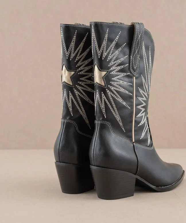 The Bristol Black Star Burst Western Boot