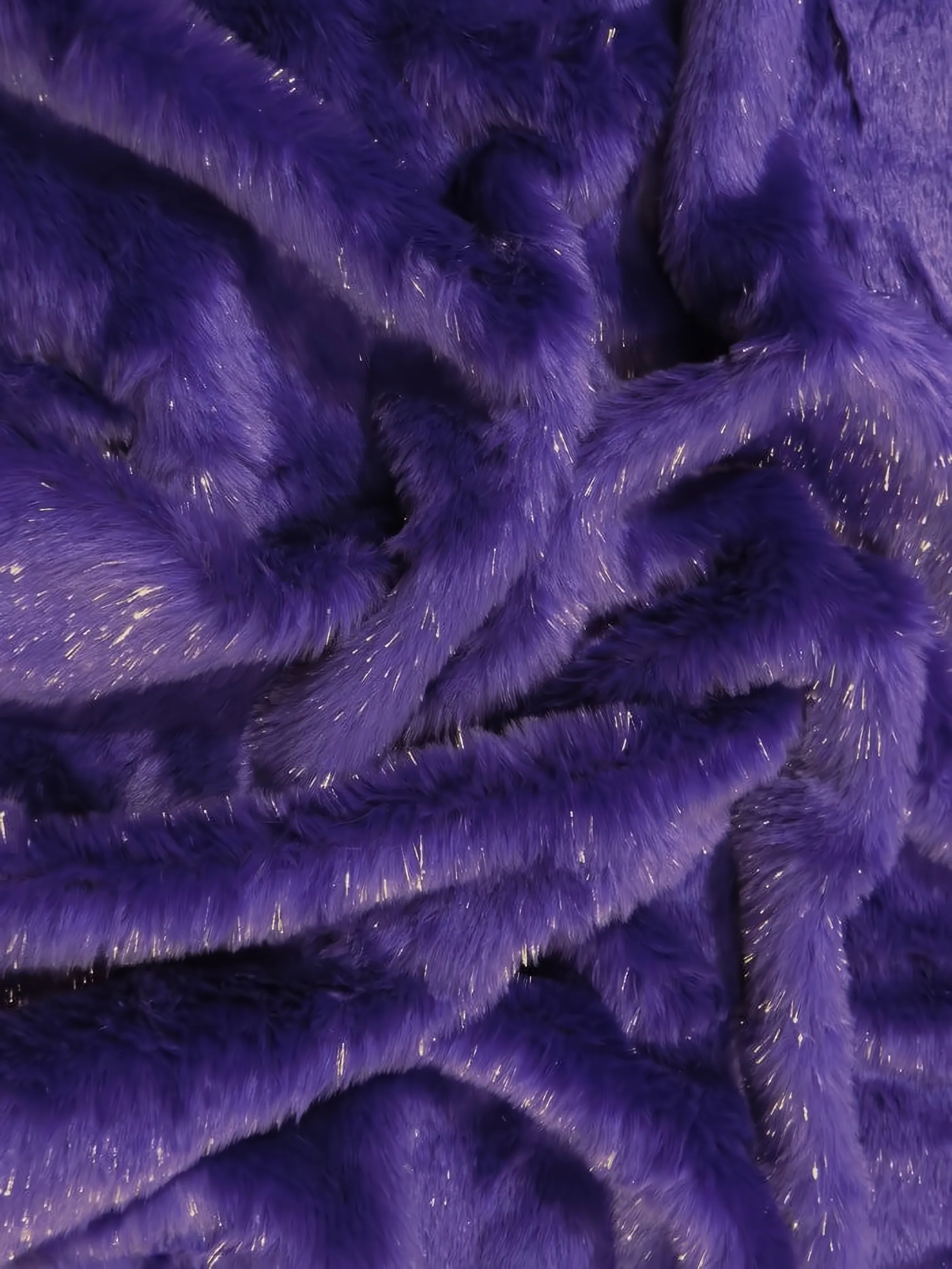 Tinsel Tip Short Shag Faux Fur / Purple  Silver / Sold By The Yard