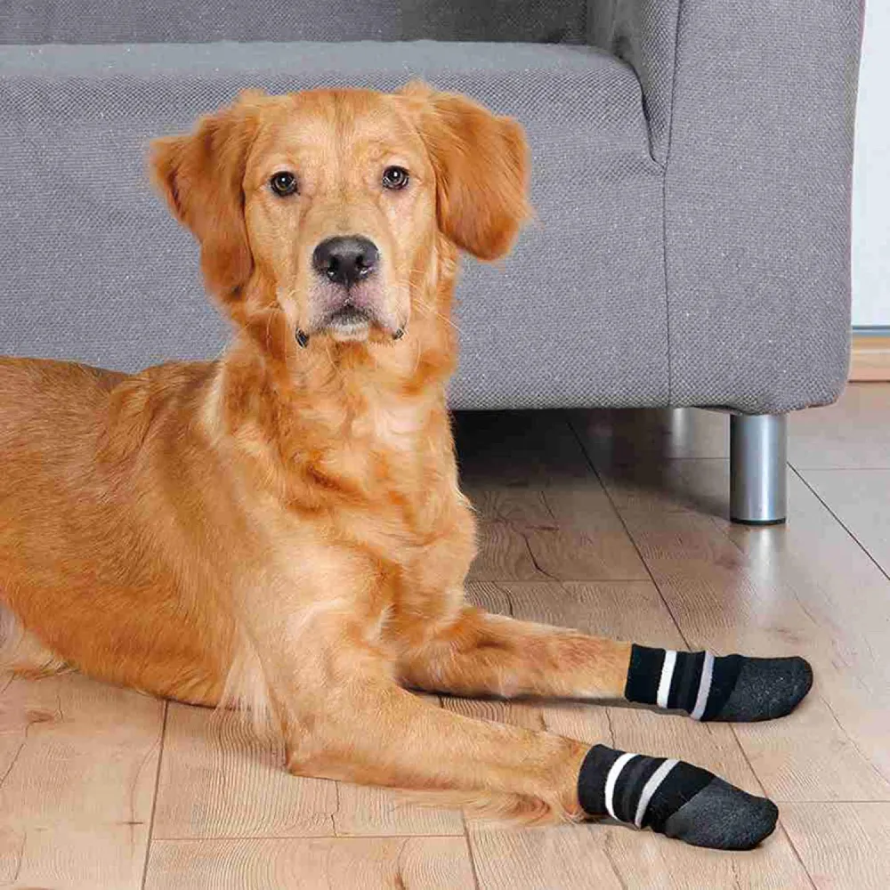 Trixie Non Slip with All Round Rubber Coated Socks for Dogs (Black, Set of 4)