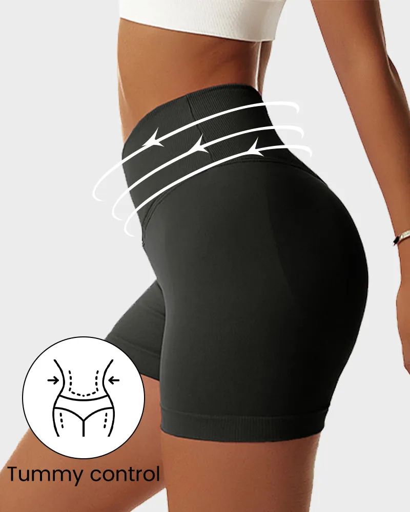 V-Cross Waist Butt Lifting Fitness Shorts