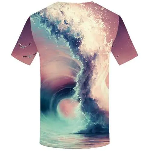 Wave T shirts Men Water Tshirt Anime Colorful T-shirts 3d Harajuku T-shirts Graphic Short Sleeve Fashion Men Digital Streetwear