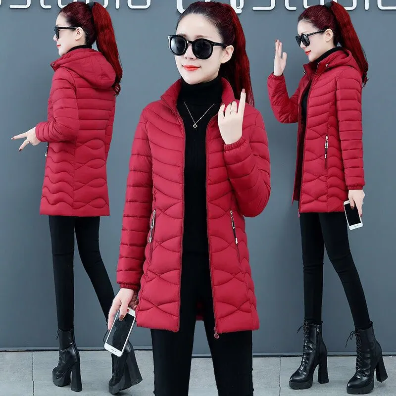 Women`s Jackets Coats Winter Solid Thick Parkas Woman Clothing Hot Sale Hooded Zipper Warm Fashion Long Overcoats Female Clothes