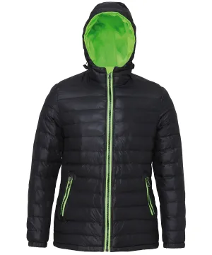 Womens padded jacket | Black/Lime