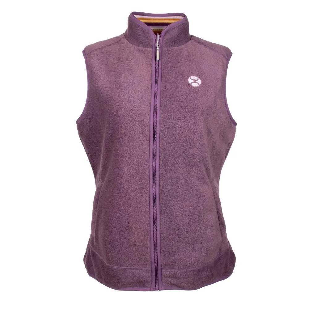 Youth Girls "Hooey Reversible Fleece Vest" Purple